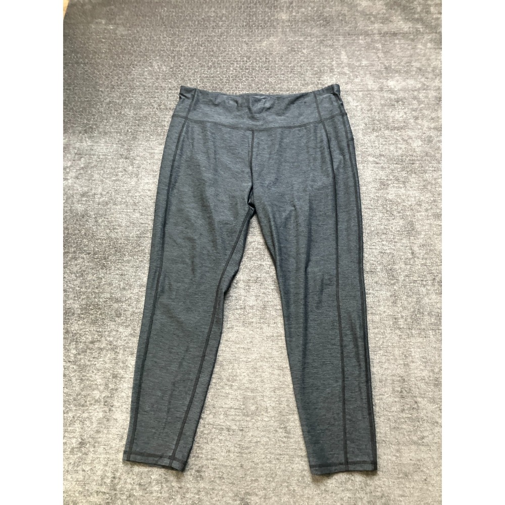 Avia Leggings Women XL 16-18 Gray Stretch Contrast Stitching Pull On Gym Workout